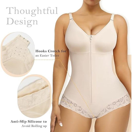 BBEUU Women’s Fajas Colombianas Bodysuit - Zipper Closure Tummy Control & Butt Lifting Shape wear