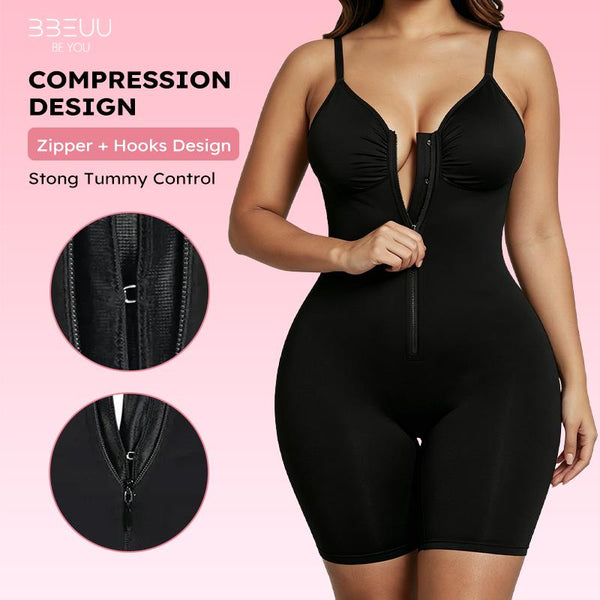 BBEUU Zipper Front Tummy Control Shapewear Bodysuit | Butt Lifting, Breathable Mesh, Adjustable Straps for All-Day Comfort