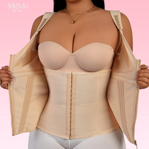 BBEUU Women's Firm Shaping Waist Cincher Vest – Instantly Creates Hourglass Silhouette, Adjustable Padded Straps for Extra Support, Breathable & Comfortable, Double-Layer Bust with No Padding, All-Day Sport Shapewear