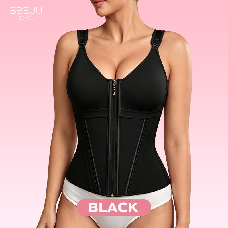BBEUU Women's Firm Shaping Waist Cincher Vest – Instantly Creates Hourglass Silhouette, Adjustable Padded Straps for Extra Support, Breathable & Comfortable, Double-Layer Bust with No Padding, All-Day Sport Shapewear