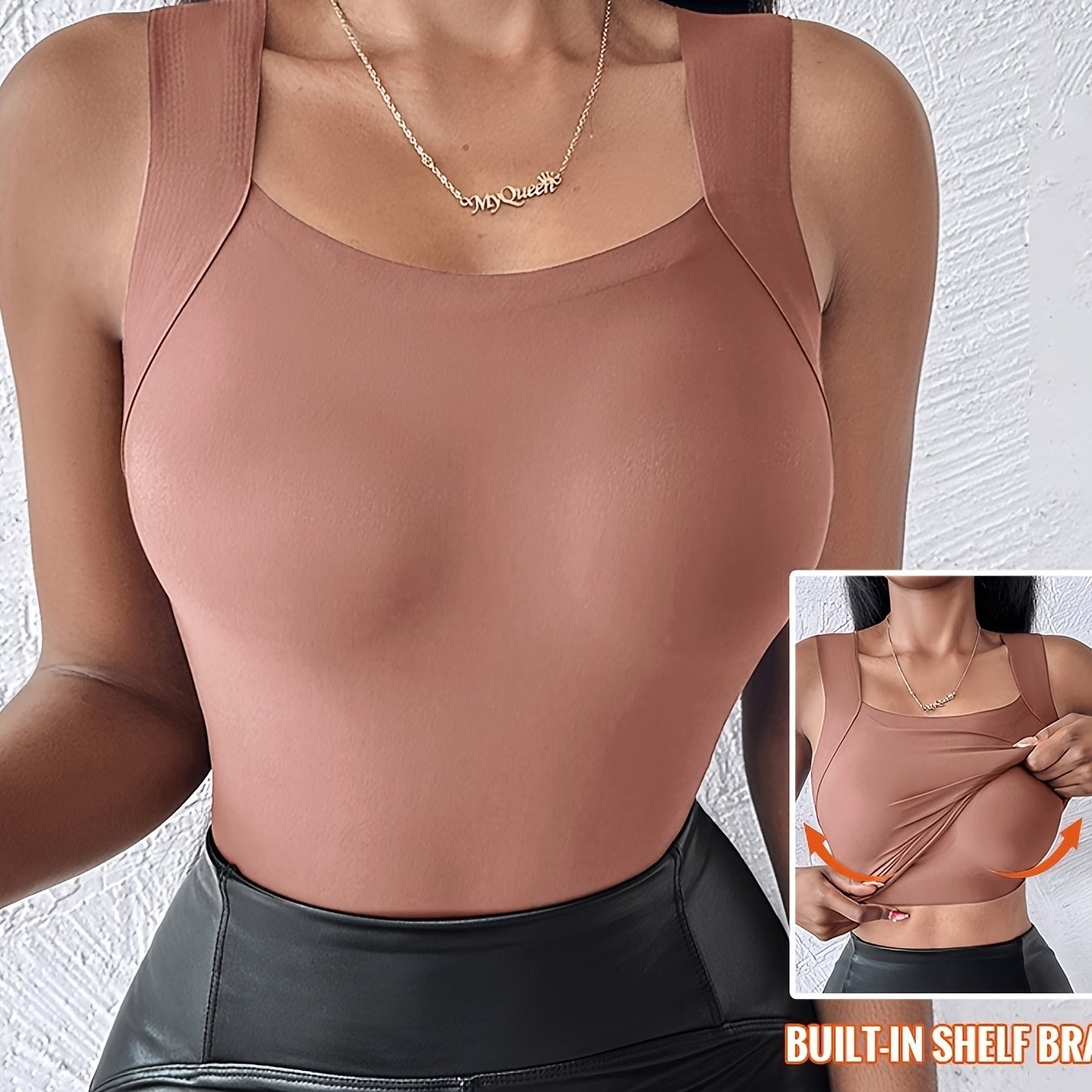 💐 Women's U-Neck Vest with Built-in Bra