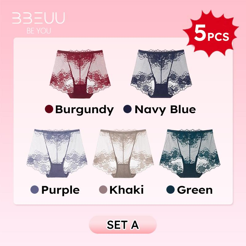 BBEUU 5 PCS Ladies Silk Lace Handmade Panties
