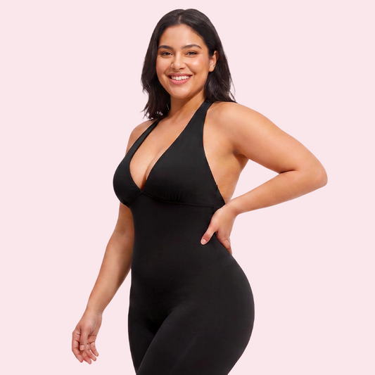 High-Stretch V-Neck Jumpsuit