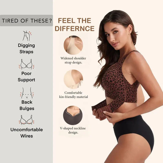 V-Neck Wirefree Bra with Wide Straps