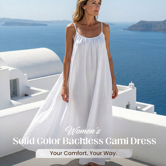 🏖️💕Women's Solid Color Backless Cami Dress🌟🌊