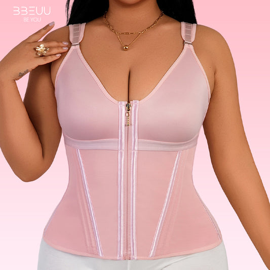 BBEUU Ultra-Comfortable Waist Trainer Vest for Women, Instant Hourglass Curves, Tummy Control Shaper with Adjustable Padded Straps, Double-Layer Chest No Bra Pads, All-Day Wear Workout Shapewear