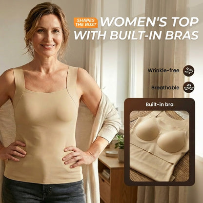 💐 Women’s U-Neck Tank Tops with Built-In Bra