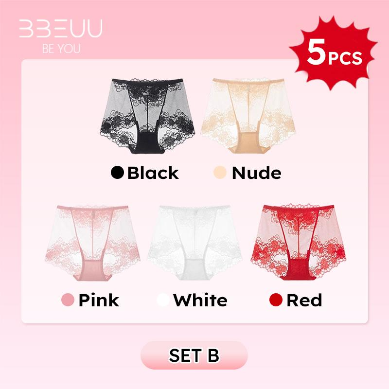 BBEUU 5 PCS Ladies Silk Lace Handmade Panties