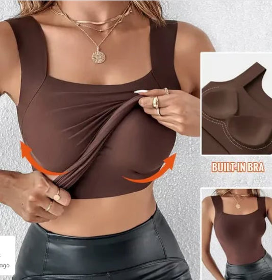 💐 Women's U-Neck Vest with Built-in Bra