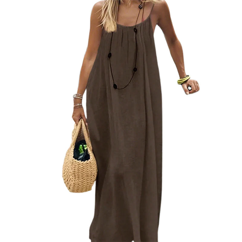 🏖️💕Women's Solid Color Backless Cami Dress🌟🌊