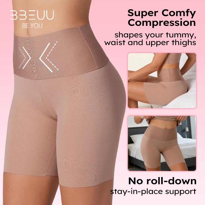 BBEUU Seamless Shapewear Shorts - Soft Fabric Ruched Design for Light Compression & Anti-Slip Grip Technology Highwaist Tummy Control Belly Control Bodysuit Minimalist