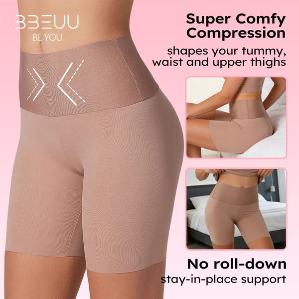 BBEUU Seamless Shapewear Shorts - Soft Fabric Ruched Design for Light Compression & Anti-Slip Grip Technology Highwaist Tummy Control Belly Control Bodysuit Minimalist
