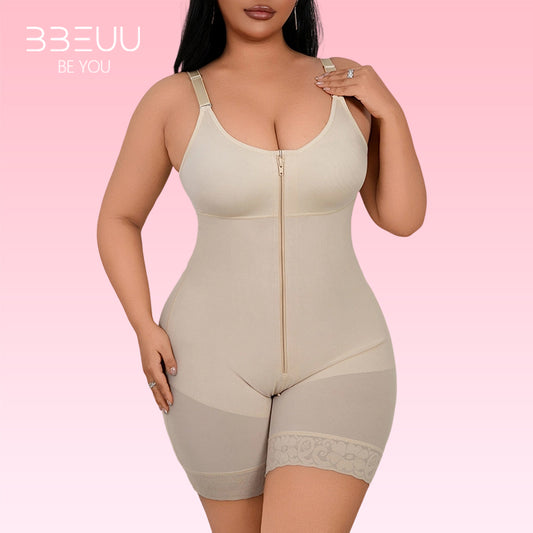 BBEUU Women’s  Fajas Colombianas Shapewear High Compression Tummy Control Butt Lifter Body Shaper with Zipper Postpartum Recovery Bodysuit Womenswear
