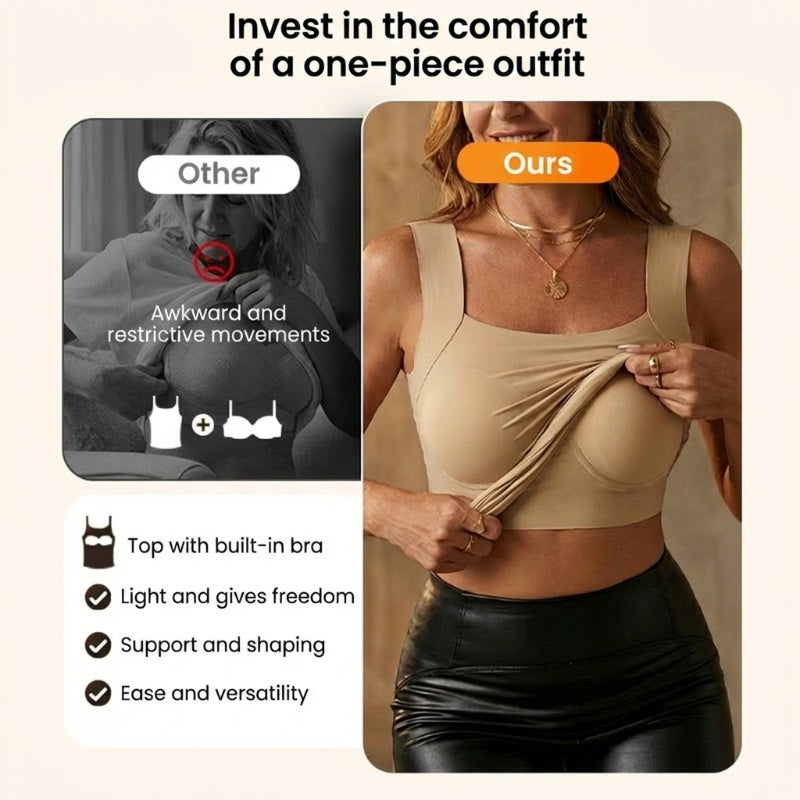 💐 Women’s U-Neck Tank Tops with Built-In Bra