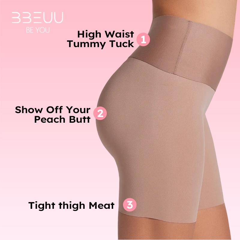 BBEUU Seamless Shapewear Shorts - Soft Fabric Ruched Design for Light Compression & Anti-Slip Grip Technology Highwaist Tummy Control Belly Control Bodysuit Minimalist