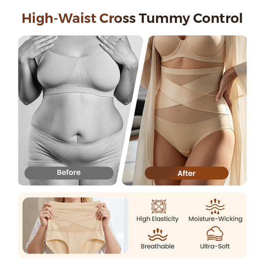 ✨Plus-Size High-Waist Cross Tummy Control Panties