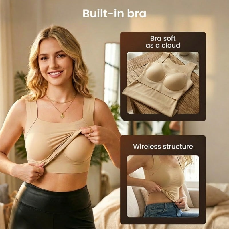 💐 Women’s U-Neck Tank Tops with Built-In Bra