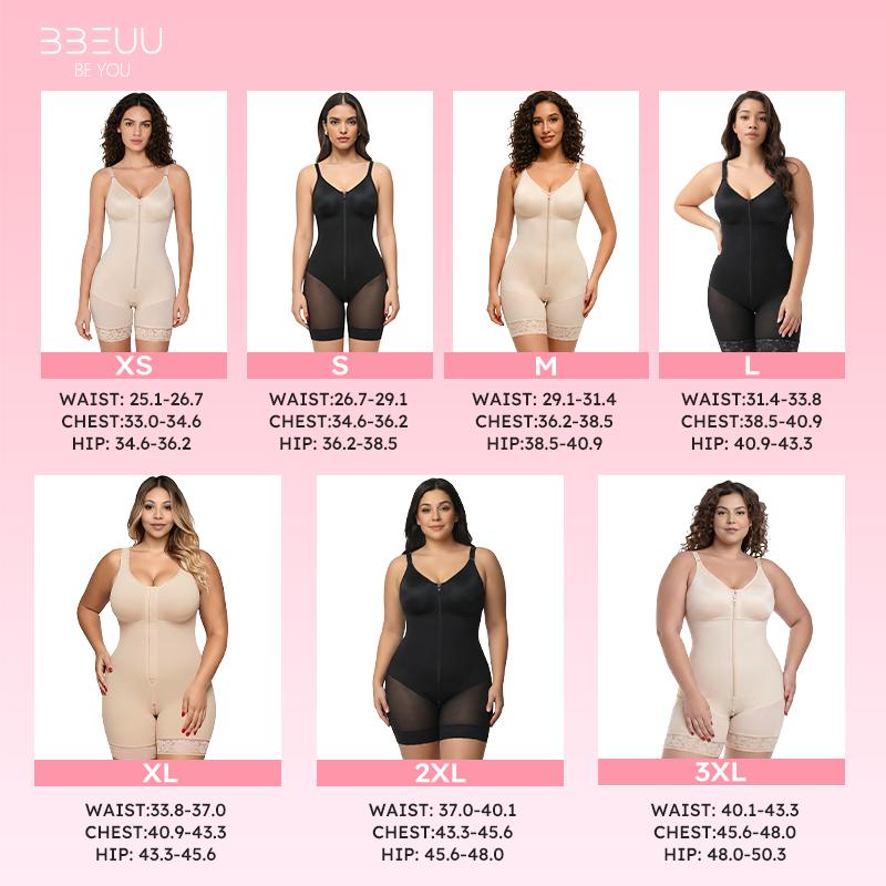 BBEUU Women‘s  Fajas Colombianas Shapewear High Compression Tummy Control Butt Lifter Body Shaper with Zipper Postpartum Recovery Bodysuit Womenswear