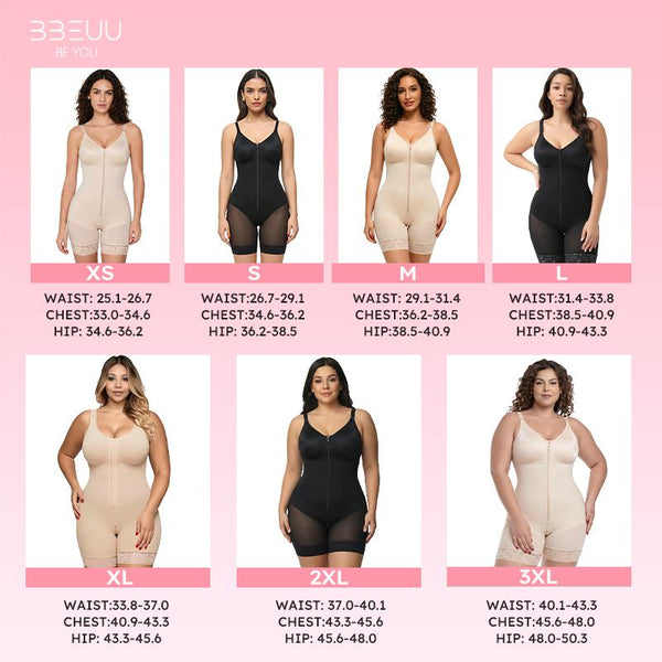 BBEUU Women‘s  Fajas Colombianas Shapewear High Compression Tummy Control Butt Lifter Body Shaper with Zipper Postpartum Recovery Bodysuit Womenswear