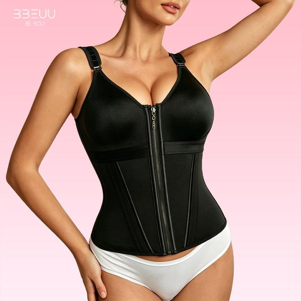 BBEUU Women's Firm Shaping Waist Cincher Vest – Instantly Creates Hourglass Silhouette, Adjustable Padded Straps for Extra Support, Breathable & Comfortable, Double-Layer Bust with No Padding, All-Day Sport Shapewear