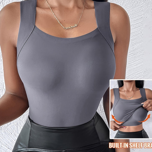 💐 Women's U-Neck Vest with Built-in Bra