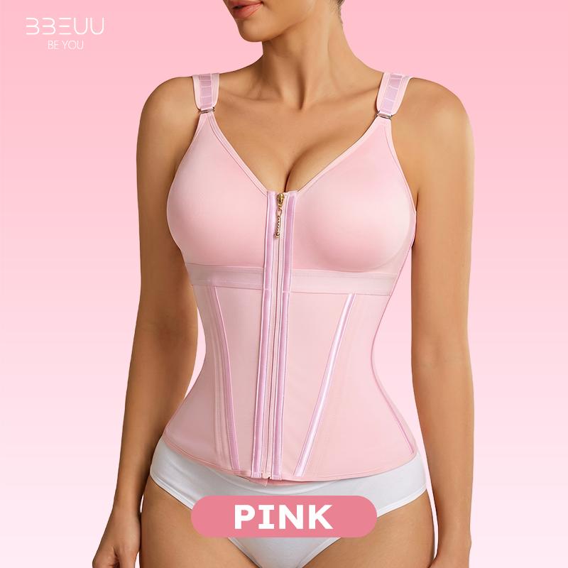 BBEUU Women's Firm Shaping Waist Cincher Vest – Instantly Creates Hourglass Silhouette, Adjustable Padded Straps for Extra Support, Breathable & Comfortable, Double-Layer Bust with No Padding, All-Day Sport Shapewear