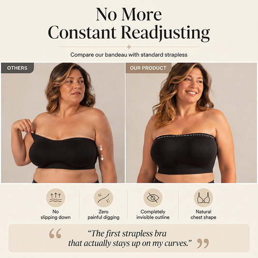🔥Convertible Strapless Bandeau Bra with Wireless Comfort, Anti-Slip Grip & Removable Straps