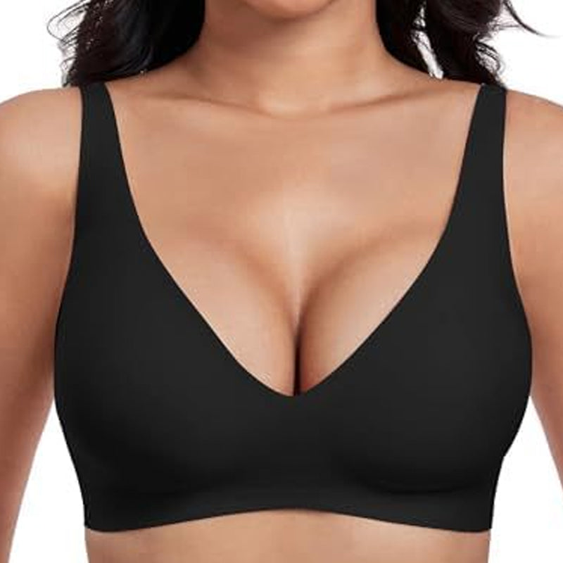 💗50K+ SOLD!!💕Womens Comfortable Wireless Bras Push Up Bralettes Seamless Tshirts Bras Deep V Everyday Bras
