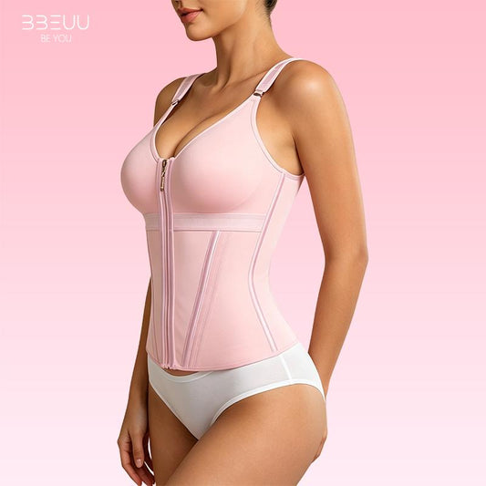 BBEUU Women's Firm Shaping Waist Cincher Vest – Instantly Creates Hourglass Silhouette, Adjustable Padded Straps for Extra Support, Breathable & Comfortable, Double-Layer Bust with No Padding, All-Day Sport Shapewear