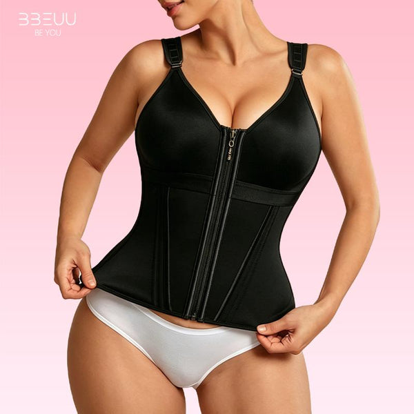 BBEUU Women's Firm Shaping Waist Cincher Vest – Instantly Creates Hourglass Silhouette, Adjustable Padded Straps for Extra Support, Breathable & Comfortable, Double-Layer Bust with No Padding, All-Day Sport Shapewear