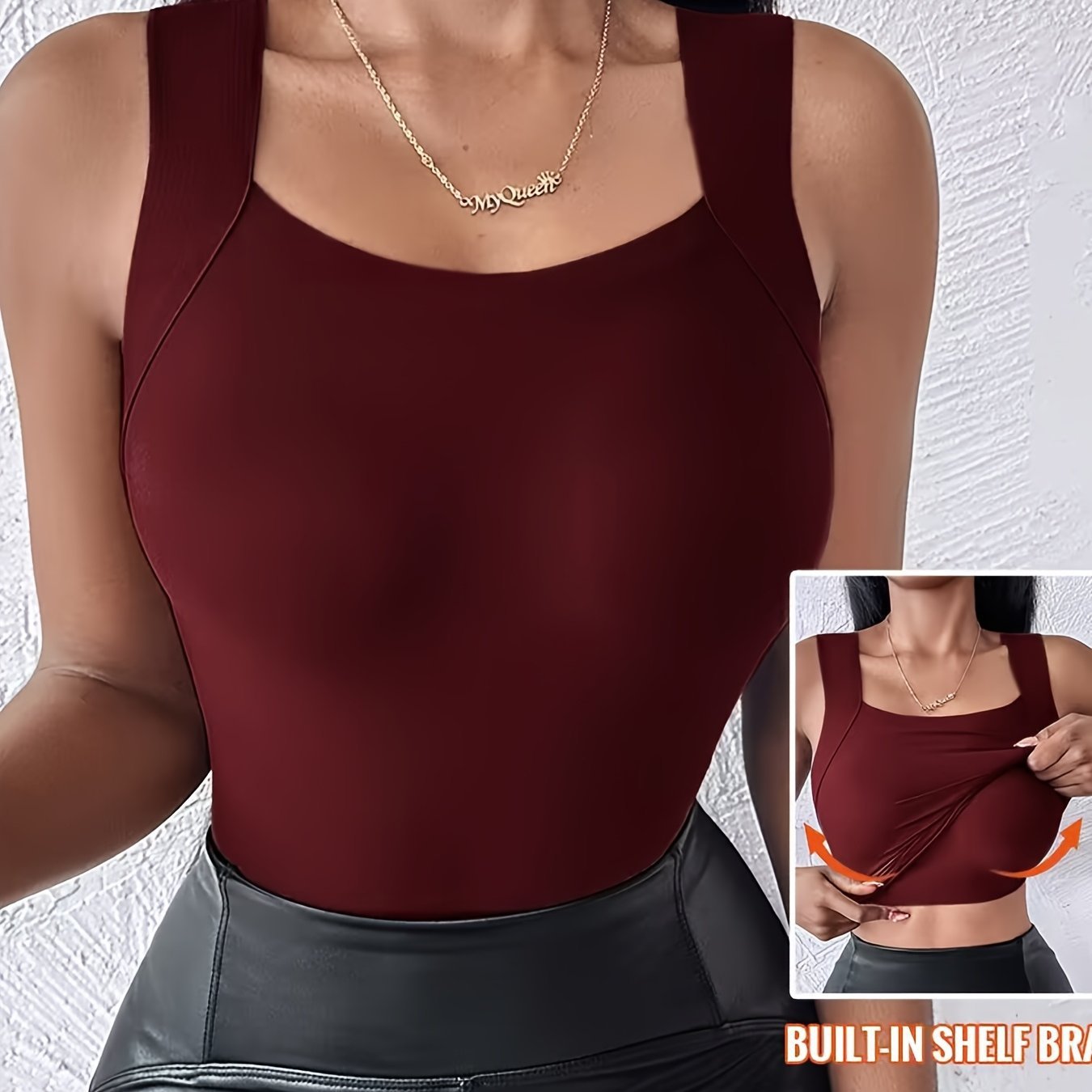 💐 Women's U-Neck Vest with Built-in Bra