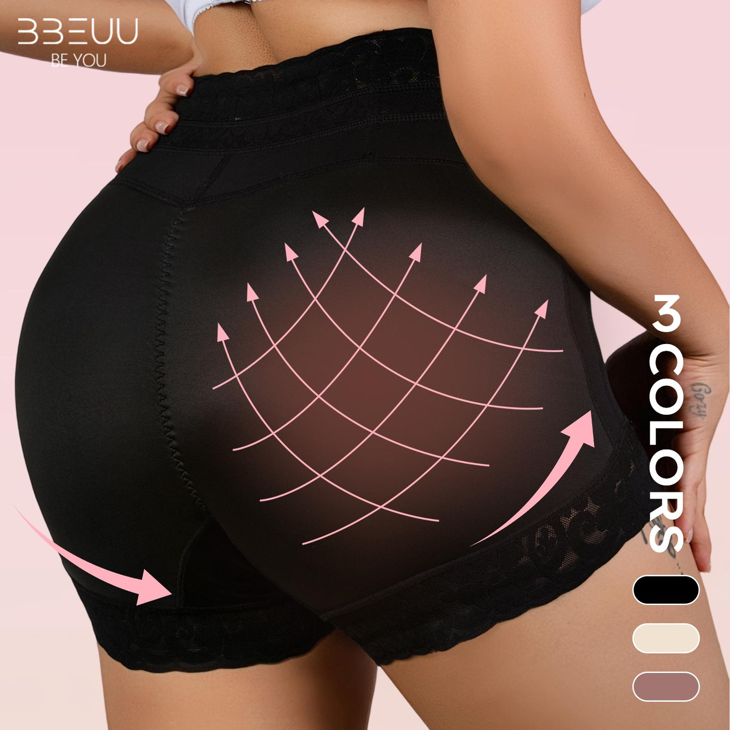 BBEUU 3PC High Waist Shapewear Panty with Anti-Slip Silicone Band - Stretchy Breathable & Seamless Tummy Control Butt Lifting for Everyday Confidence Women's Basic Minimalist Multi Colors 3Pcs Leg