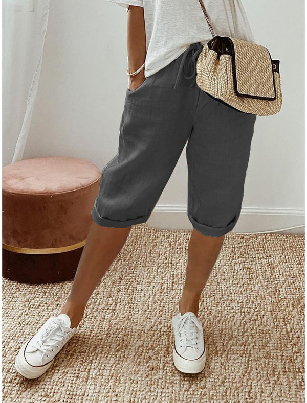 Women's Casual Cotton Linen Capris