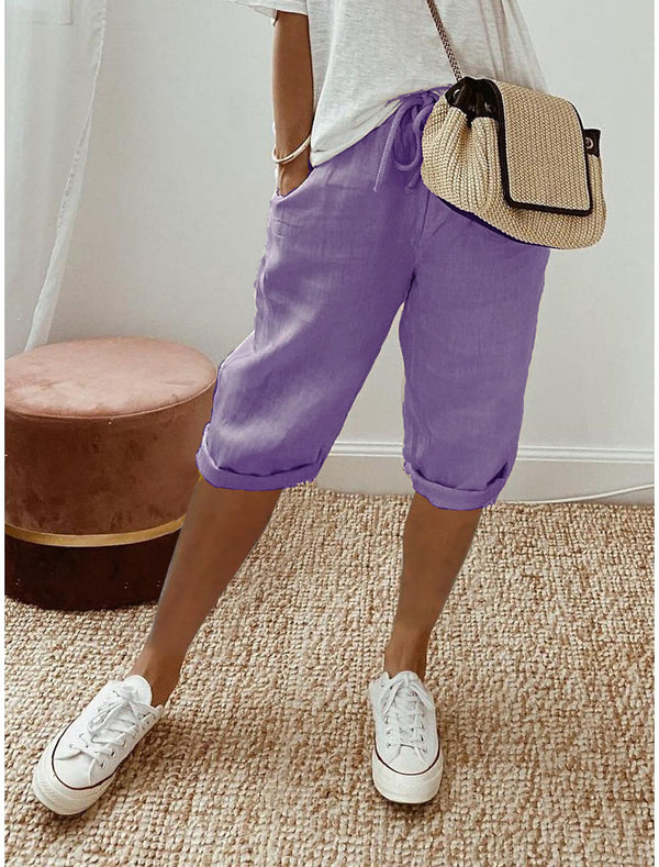 Women's Casual Cotton Linen Capris
