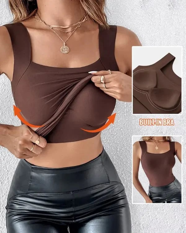 💐 Women's U-Neck Vest with Built-in Bra