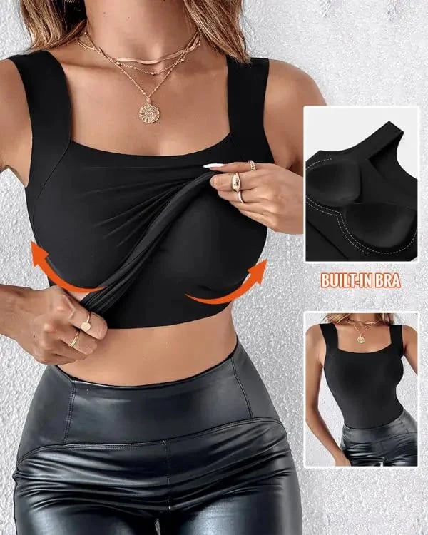 💐 Women's U-Neck Vest with Built-in Bra