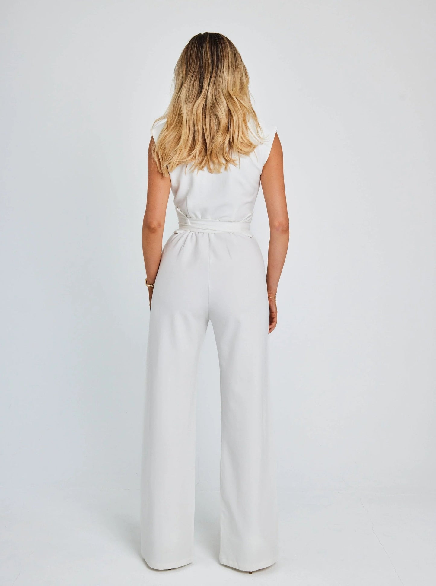 ✨Belted Wide-Leg Jumpsuit – Sleeveless Elegant Office Style