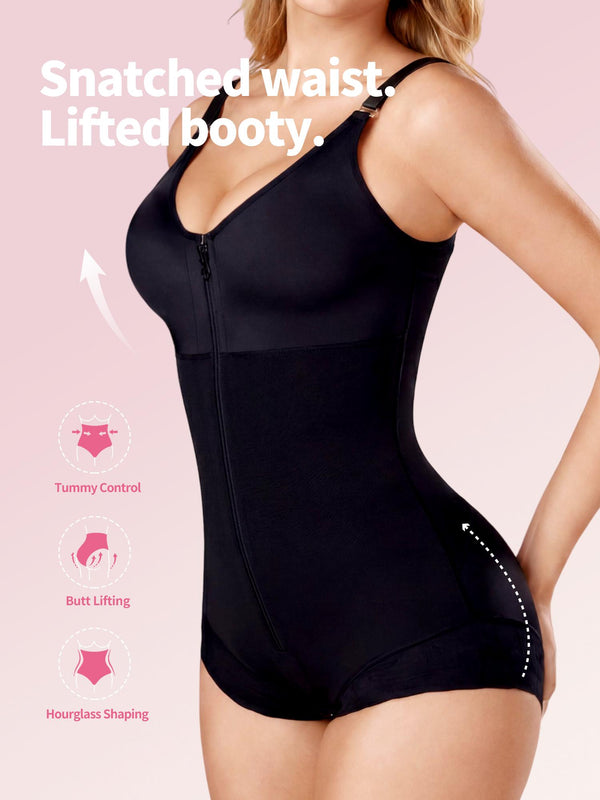 BBEUU Women's Colombian Shapewear Bodysuit – Tummy Control & Butt Lift, Hook-and-Eye Open Crotch Design for Convenience, Lace Trim Splicing, Sexy & Elegant, Postpartum Recovery Shapewear Compression