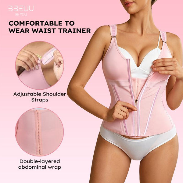 BBEUU Women's Firm Shaping Waist Cincher Vest – Instantly Creates Hourglass Silhouette, Adjustable Padded Straps for Extra Support, Breathable & Comfortable, Double-Layer Bust with No Padding, All-Day Sport Shapewear