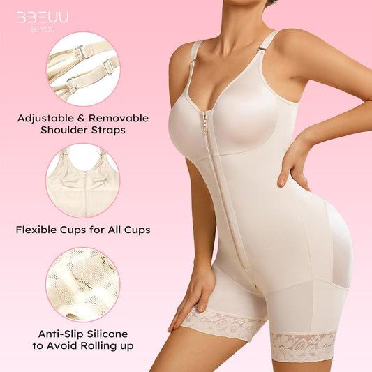 BBEUU Women‘s  Fajas Colombianas Shapewear High Compression Tummy Control Butt Lifter Body Shaper with Zipper Postpartum Recovery Bodysuit Womenswear