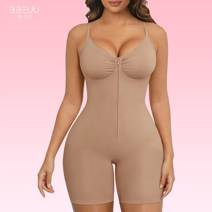 BBEUU Zipper Front Tummy Control Shapewear Bodysuit | Butt Lifting, Breathable Mesh, Adjustable Straps for All-Day Comfort