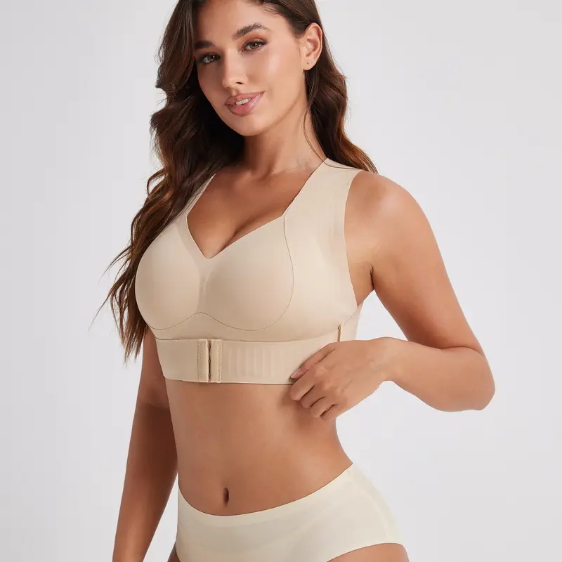 Your Everyday Essential — V-Neck Wirefree Bra with Wide Straps for All-Day Comfort & Support