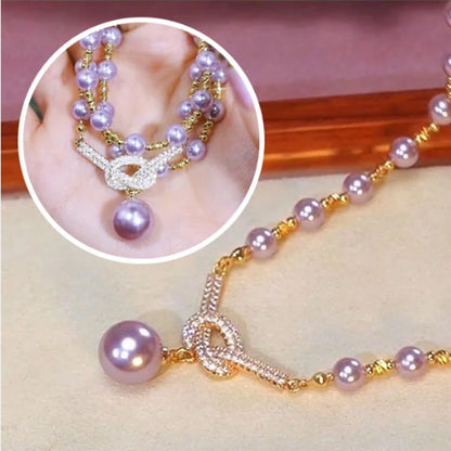 💜High-grade Purple Full Diamond Beads Necklace(49% OFF)💎