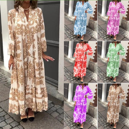👗🌿 Plus - Size Friendly! Big Price Drop on Bohemian Printed Maxi Dress 🌸