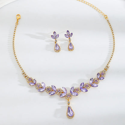 💎Elegant Floral Water Droplet Necklace and Earrings 2-Piece Set💕