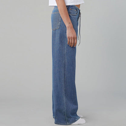 🎀 Salt and sweet! Drawstring adjustable low-rise wide-leg pants for multiple wears 👖