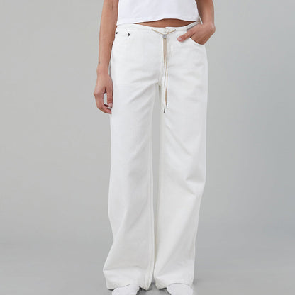 🎀 Salt and sweet! Drawstring adjustable low-rise wide-leg pants for multiple wears 👖