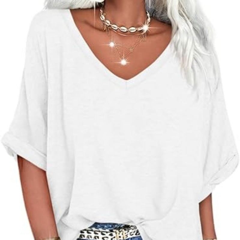 😌9.99! Women's Casual Loose V - Neck Top | Relaxed & Chic Style