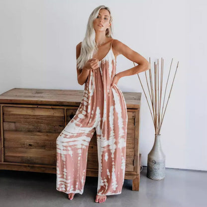 🔥2025 New Arrival💝Women's Fashion Spaghetti Strap Printed Jumpsuit