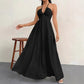 Halter Neck Backless Tiered Maxi Dress